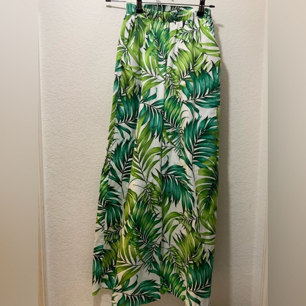 Autumn Adeigbo Women's green  Leaf print elastics waist  Pants Size 0 NWOT $565